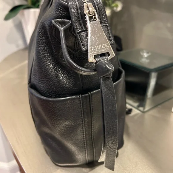 Black Pebbled Leather Top-Handle Tote - Picture 9 of 14